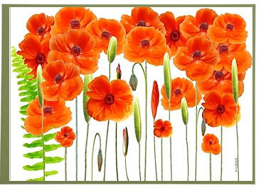 Wild Orange Poppies Frameable Card