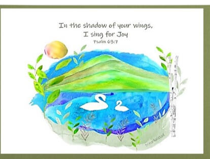 Swans at Sunset Frameable Card