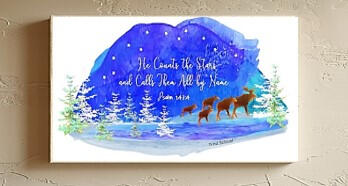 Mountain Evening 3x6 print on wood panel