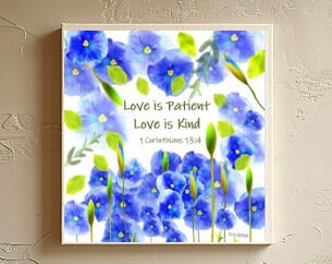 Blue Pansies 4x4 print on wood panel