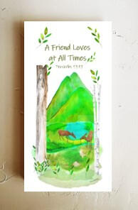 Deer Friends 3x6 print on wood panel