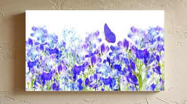 Delphiniums 3x6 print on wood panel