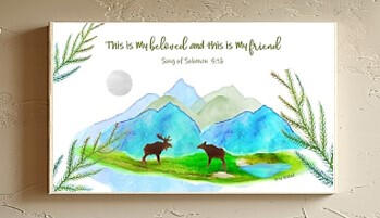 Loving Moose 3x6 print on wood panel