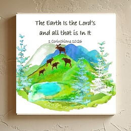 Moose Family 4x4 print on wood panel