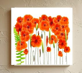 Wild Orange Poppies 4x4 print on wood panel