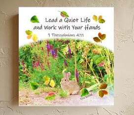 Woodland Bunny 4x4 print on wood panel