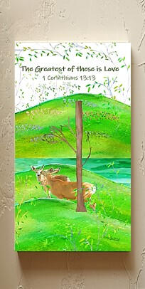 Deer and Fawn 3x6 print on wood panel